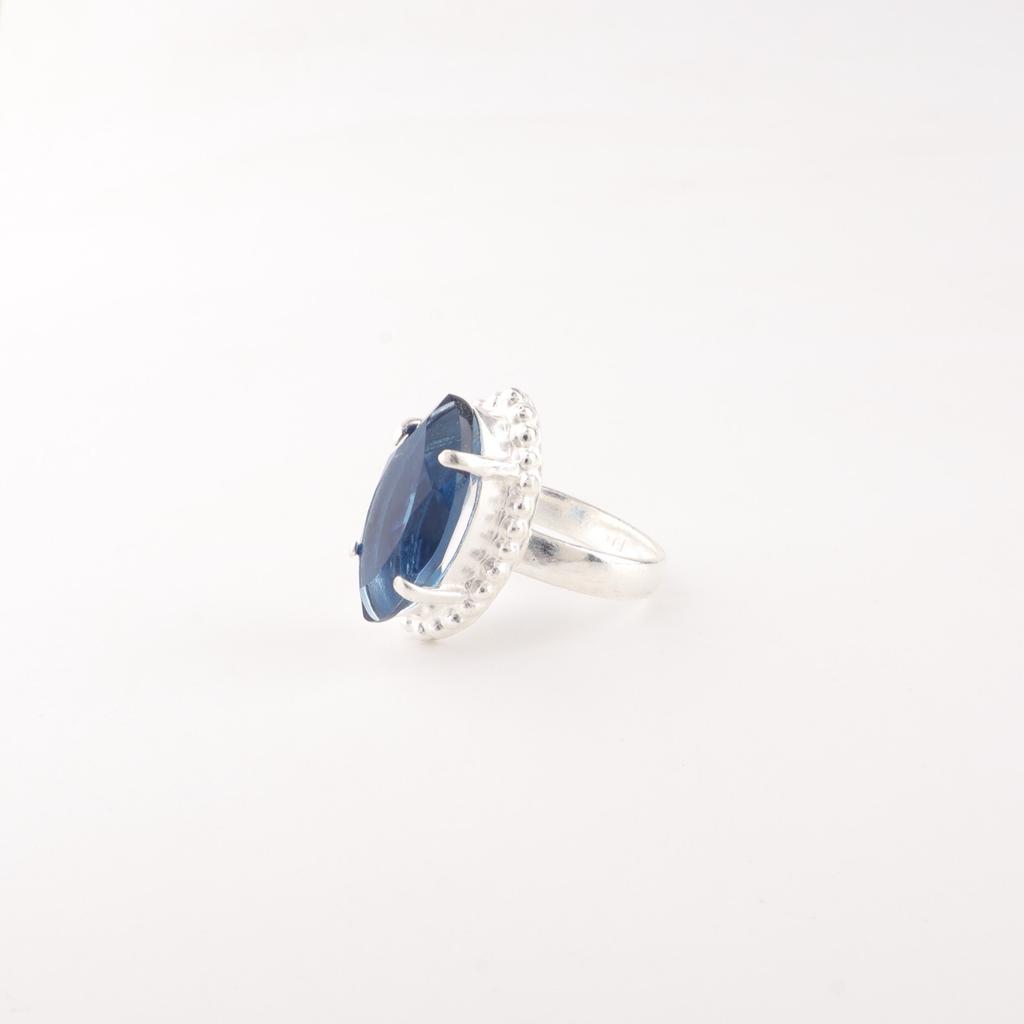 London Blue Topaz Gemstone 925 Sterling Silver Jewelry Handmade Valentines Ring RR-64-5