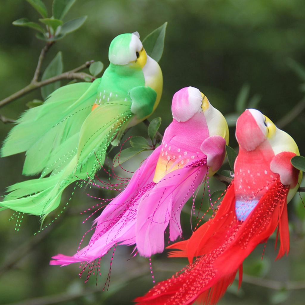 12Pcs Artificial Bird Decor Simulation Bird with Clip Decoration Ornament for Home Garden