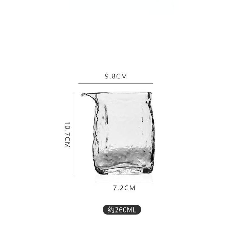 

Креативный стеклянный кувшин для чая в японском стиле, 260 мл, молоток ручной работы с текстурой, квадратная чашка правосудия, чайник для разделения чая, чая 10.7x9.8x7.2cm 260ML