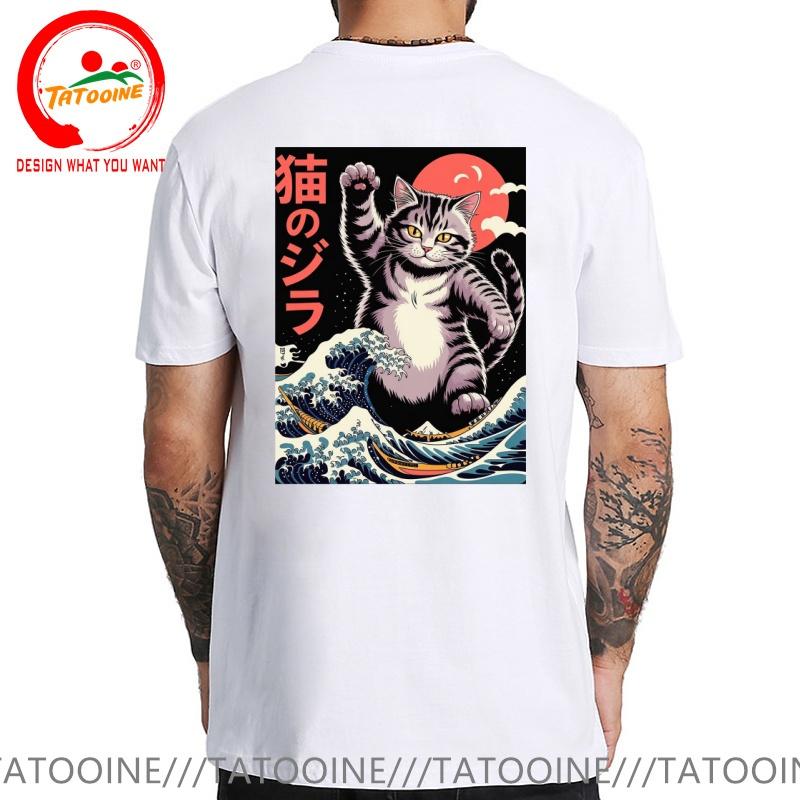 Funny Design Japanese Style The Great Kanagawa Cat Sred Doublet Unisex Fashion Trendy Casual Clothing Stylish Tops Tee Shirt Leisu