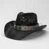 Hot-selling bull's head hat with straw hat, American retro straw woven western cowboy hat men's and women's summer beach hat