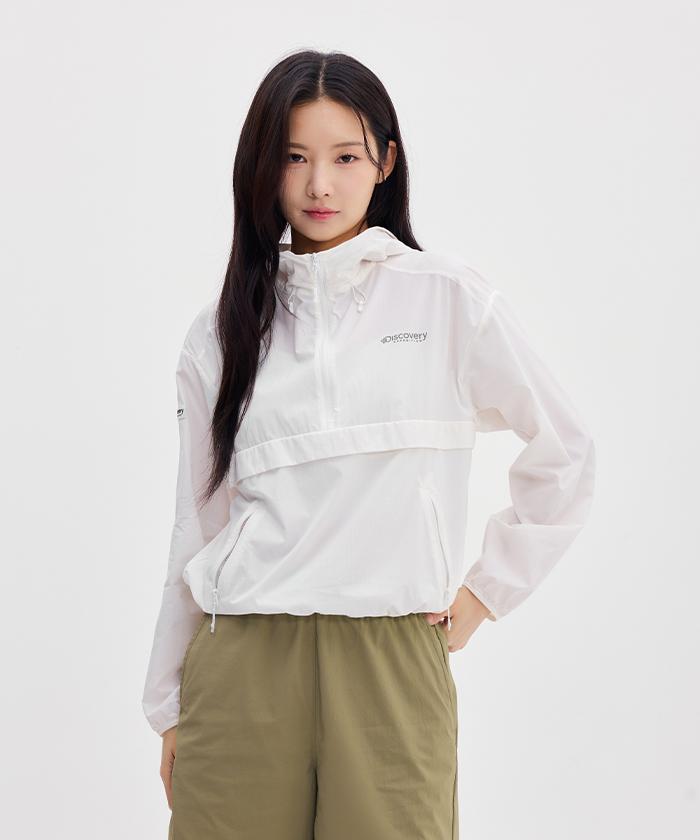 Discovery Expedition Freshvent Women'S Anorak Crop Windbreaker (White)