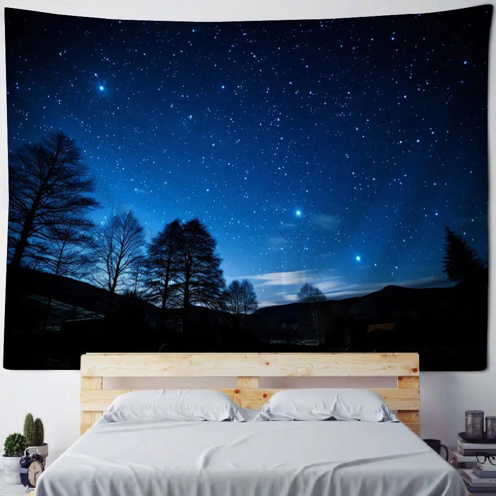Urban Starry Sky Landscape Tapestry, Mysterious Universe Wall Hanging, Living Room, Bedroom Hanging Cloth, Home Art Decoration