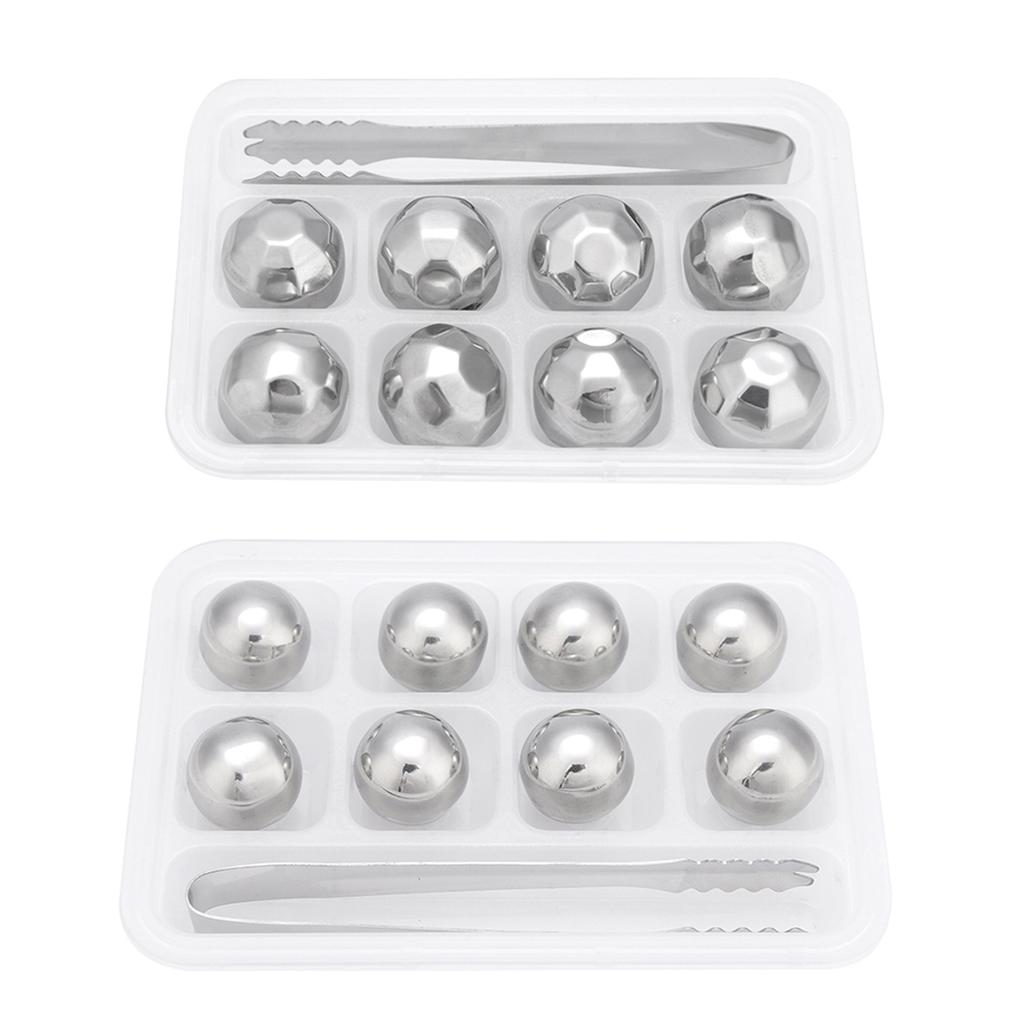 Stainless Steel Round Ball Cooling Cubes Stone Ice Cubes With Plastic Case Tongs Drinks Cooler Beer Hielos De Acero Inoxidable