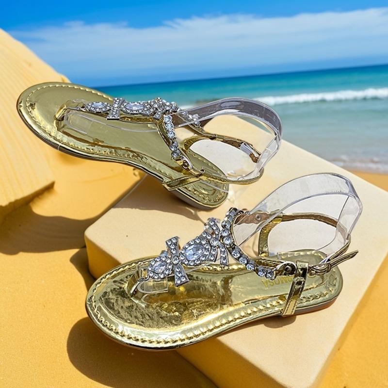 Fashion 2025 Sandals Ladies Shoes Summer Flip Flops Platform Women's Heels New Fashion Corrective Girls Rhinestone Gladiator Beach Flat