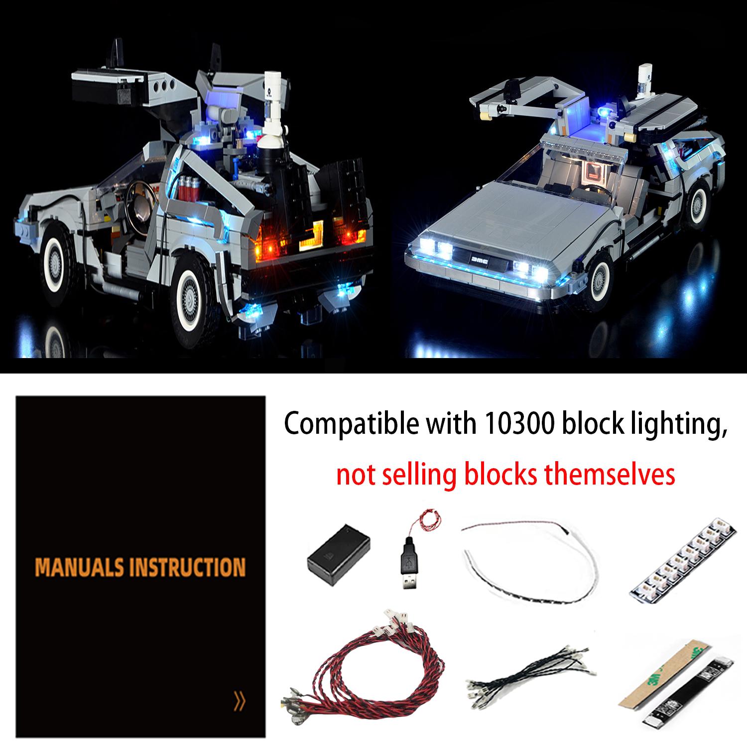 LED Lighting Kit Compatible with Lego 10300  Back to the Future Time Machine Racing Car Model (NOT Include The Model Bricks)