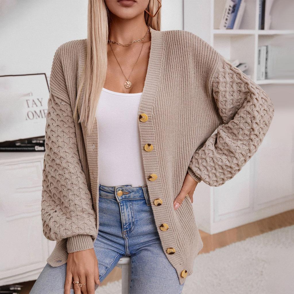Nový podzimní a zimní dámský pletený kardigan, podzimní a zimní retro volný svetr s dlouhým rukávem