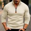 Cross2023 Men's Autumn/Winter Slim Fit Velvet Hoodie - Solid Color, Long Sleeve, Half Zip, Stand Collar.