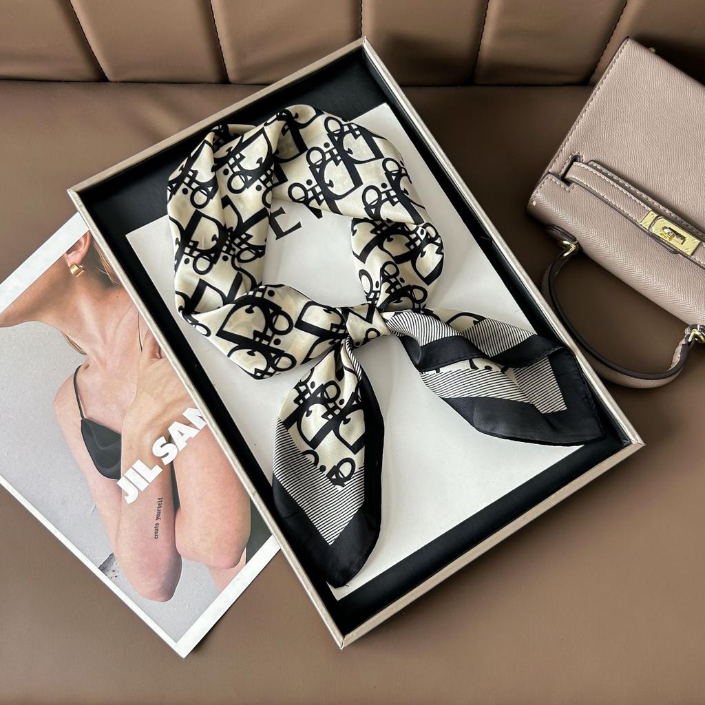 Hedvábný šátek pro ženy, módní všestranný, vysoký smysl, 70 čtverečních stop, ochrana krku, šátek, retro šátek, taška