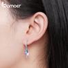 BAMOER 925 Sterling Silver Dreamy Gradual Change Blue Conch Ear Buckles Sea Shell Drop Earrings for Women Ocean Series Jewelry