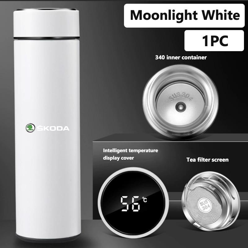 ICPG4 For Skoda Smart Thermo Mug Filter Coffee Drink Flask Temperature Display Cup Kamiq MK3 Roomster Rapid Kodiaq Karoq Fabia Enyaq