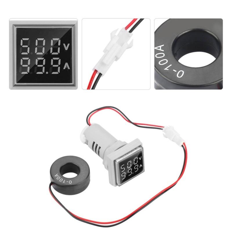 LED Digital Display AC Voltage Current Meter Indicator 22mm 0-100A Meter Indicator (White)