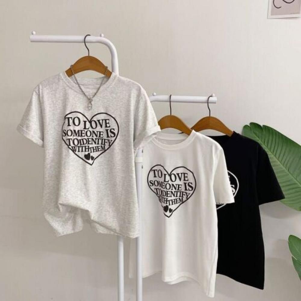 Honey J HearT LeTTering ShorT Sleeve T shirT 3 Colors