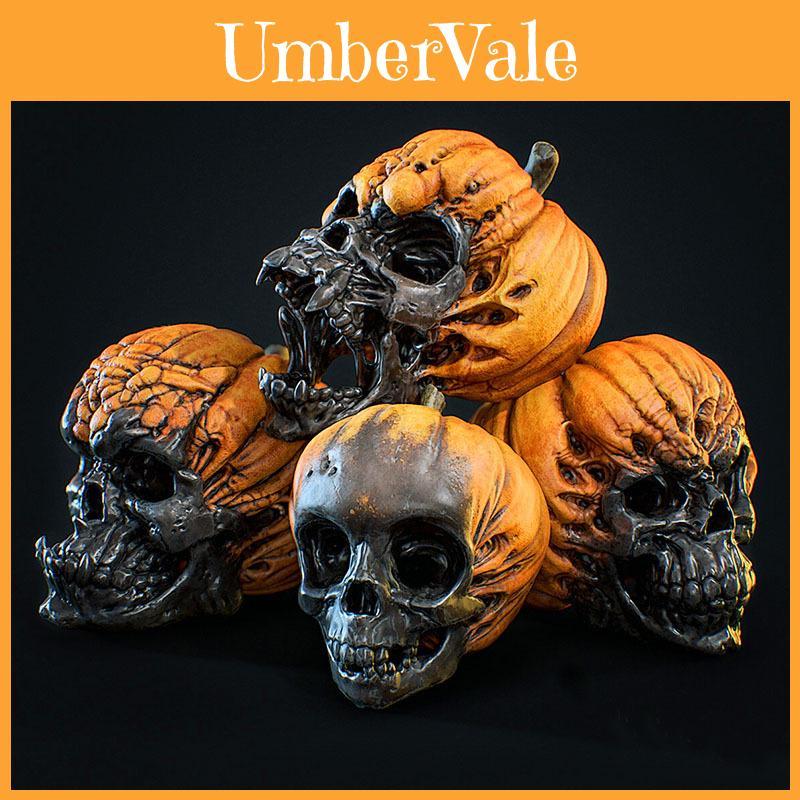 Exquisite Resin Craft Evil Pumpkin Skull Halloween Decoration
