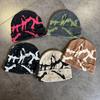 Y2K Print Knitted Hat Autumn And Winter Street  Unisex Warm Personal Versatile  Niche Beanies