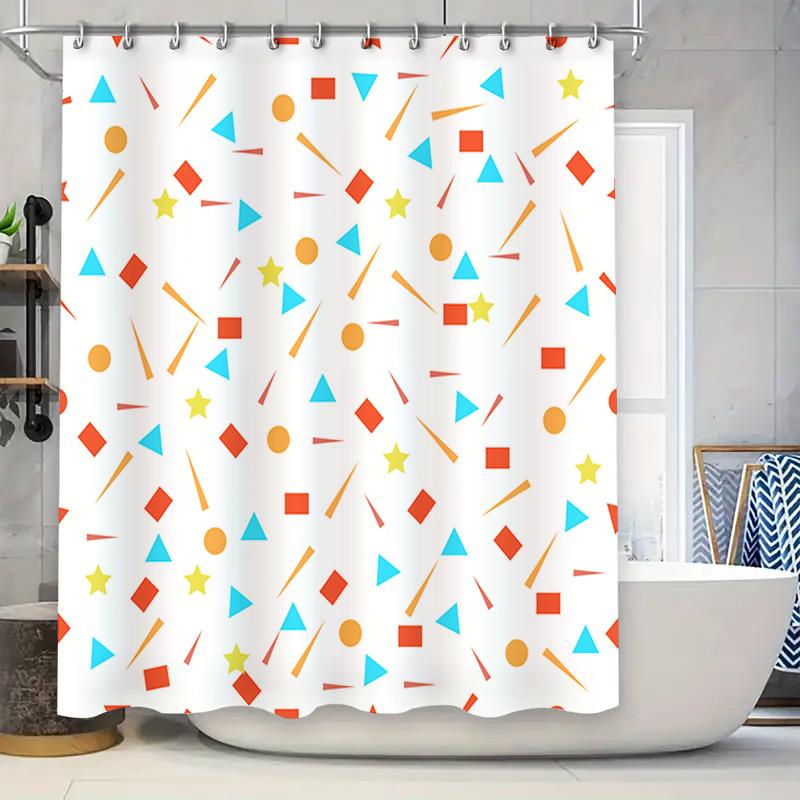 

Bathroom Shower Curtain With Geometric Shapes Pattern Multicolor Waterproof Printed Polyester Fabric For Home Decor In Bathrooms W60H190(CM)-1 Pcs
