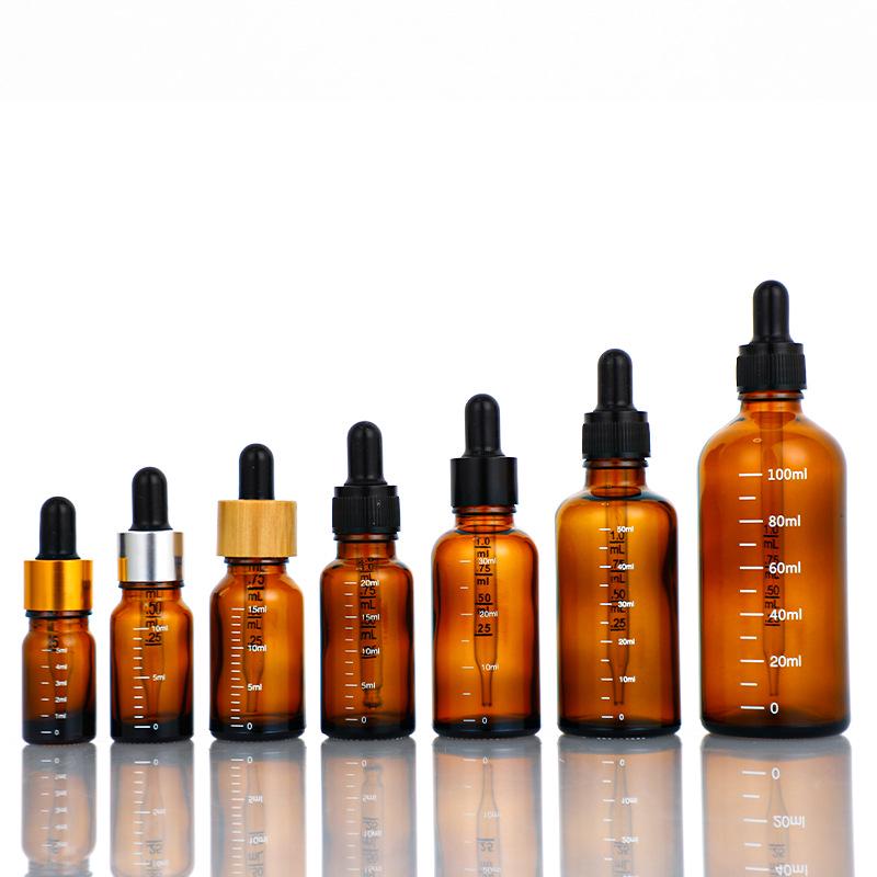Brown Glass Essential Oil Dropper Bottle with Scale - Available in 5ml, 10ml, 20ml Sizes
