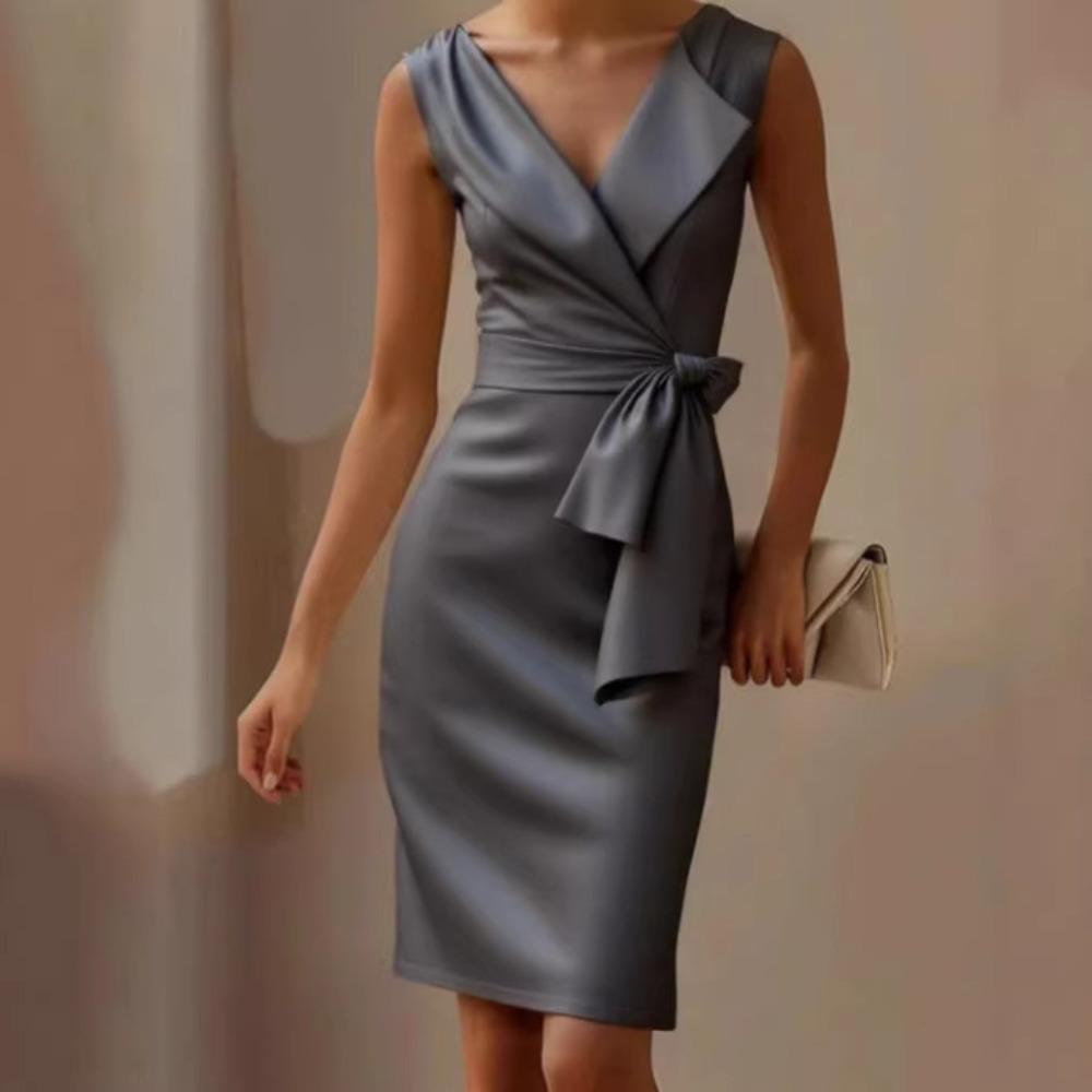 European and American Women's Clothing, Bow Decoration, Dress, Dress, Short Skirt, Tank Top Skirt
