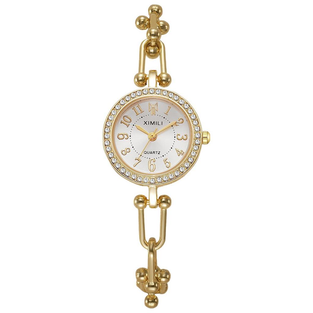 Creative Round Digital Chain Bracelet Watch, Light Luxury Niche Watch, High-End Temperament Quartz