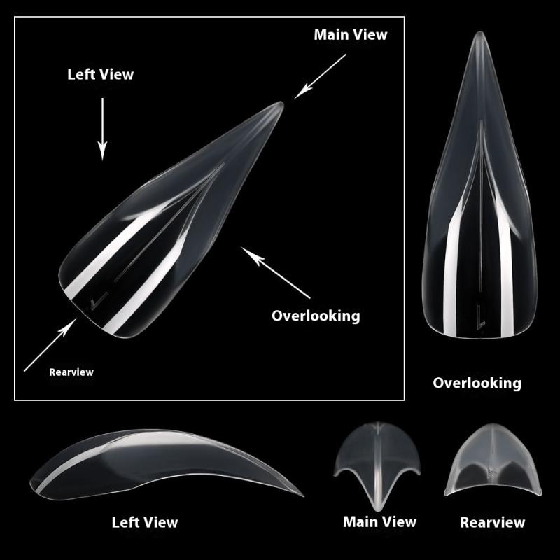 140 ks Zakřivené Stiletto Nehty Duální Forma Pro Poly Gel Na Nehty Prodloužení 3D Tvar Orlího Drápu Sochařské Nehty Formy s Plným Krytím