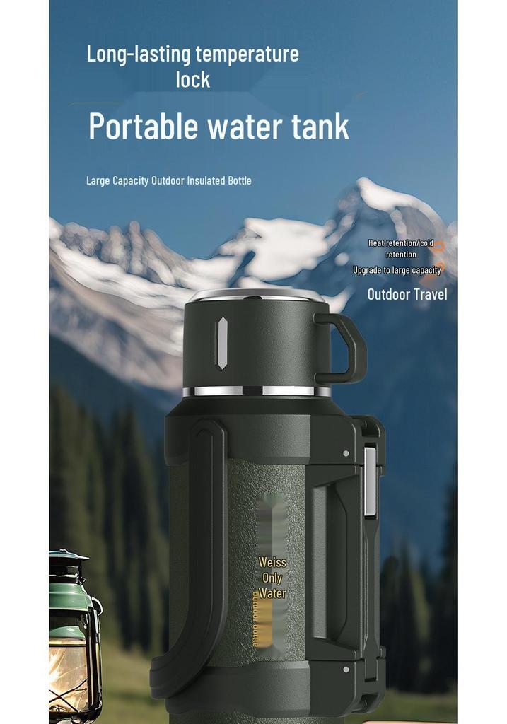 Large Capacity 304 Stainless Steel Insulated Travel Kettle with Tea Infuser for Outdoor and Construction Site Use