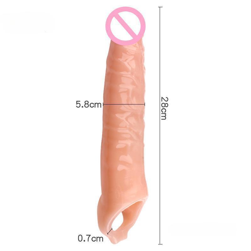 28cm Super Size Big Penis Sleeve Penis Extender 6cm Penis Enlargement Reusable Condom Sex Toys for Men Delay Ejaculation
