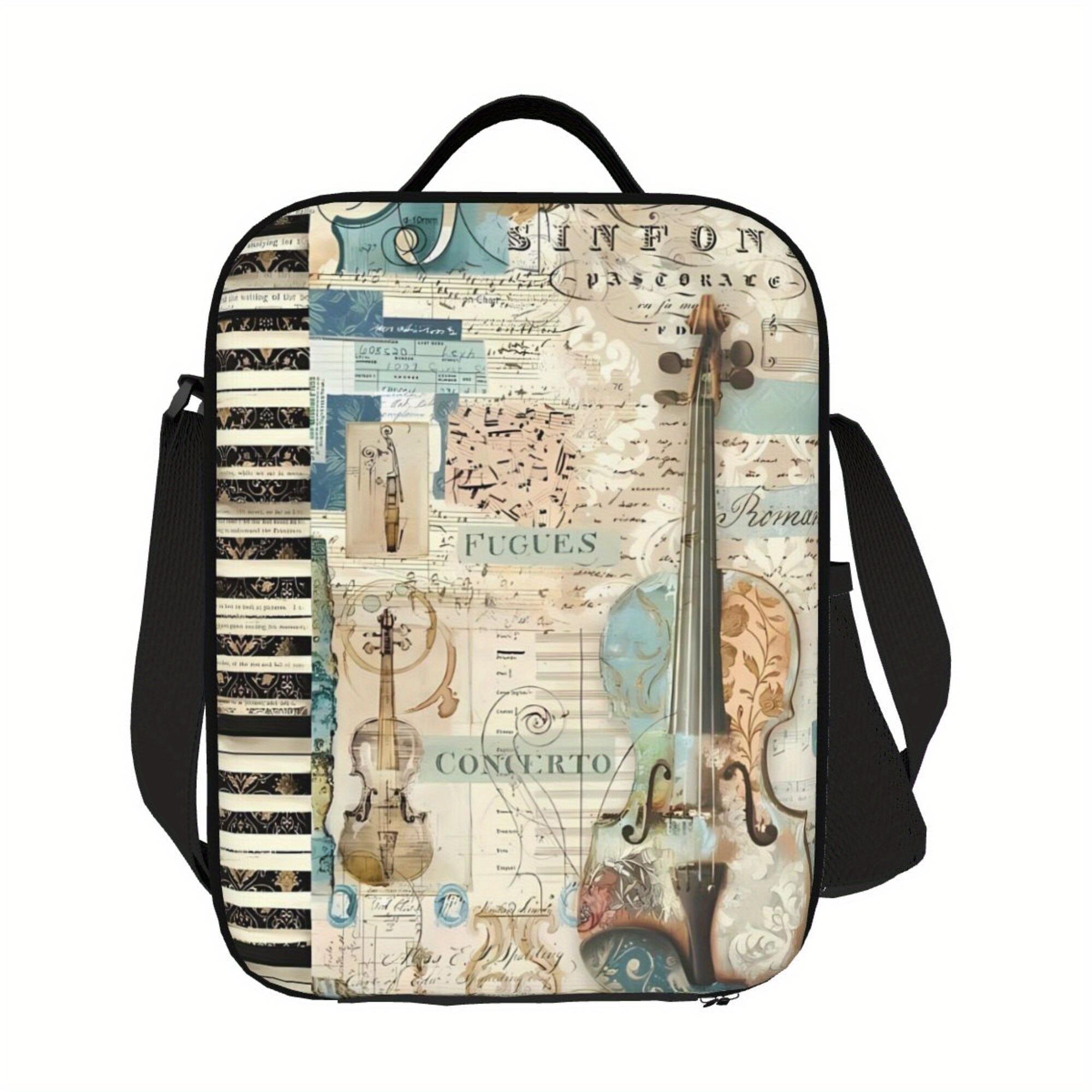 

Винтажный ланч-бокс с дизайном конверта и музыкального инструмента - Многоразовый, портативный термокулер для кемпинга, пикников, пляжа 26.5x20x11.5CM