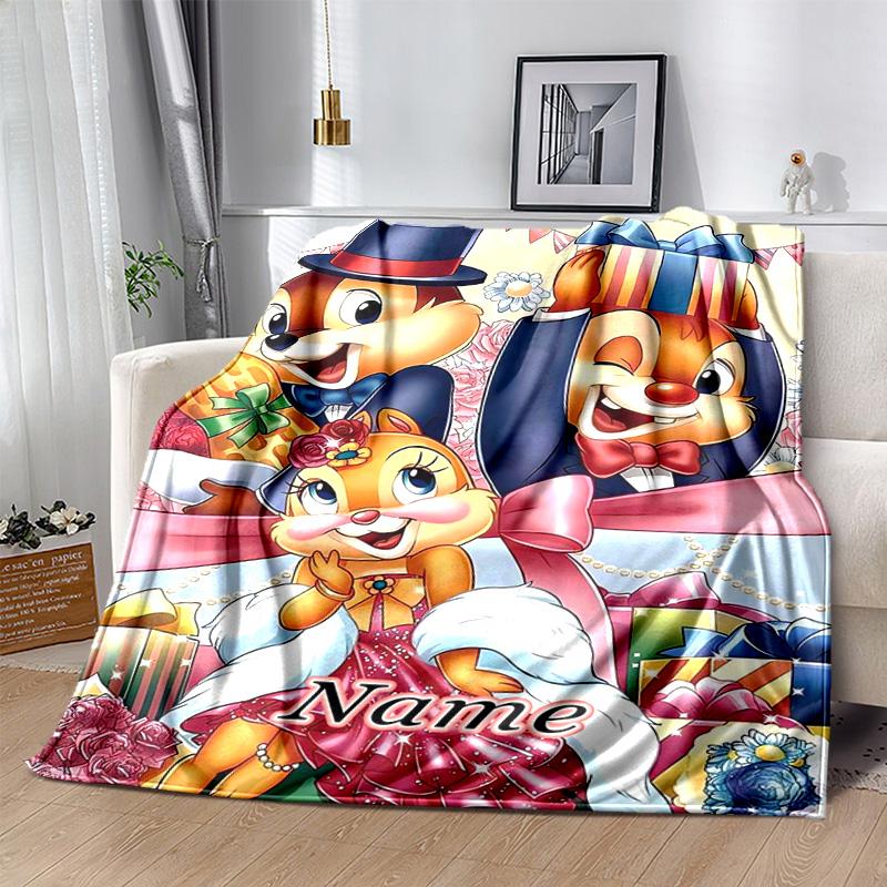 Custom 1pc Chip Dale's Festive Fun Blanket, Soft And Comfortable Blanket, Casual Warm, Camping Travel Blanket, Birthday Gift Q91013