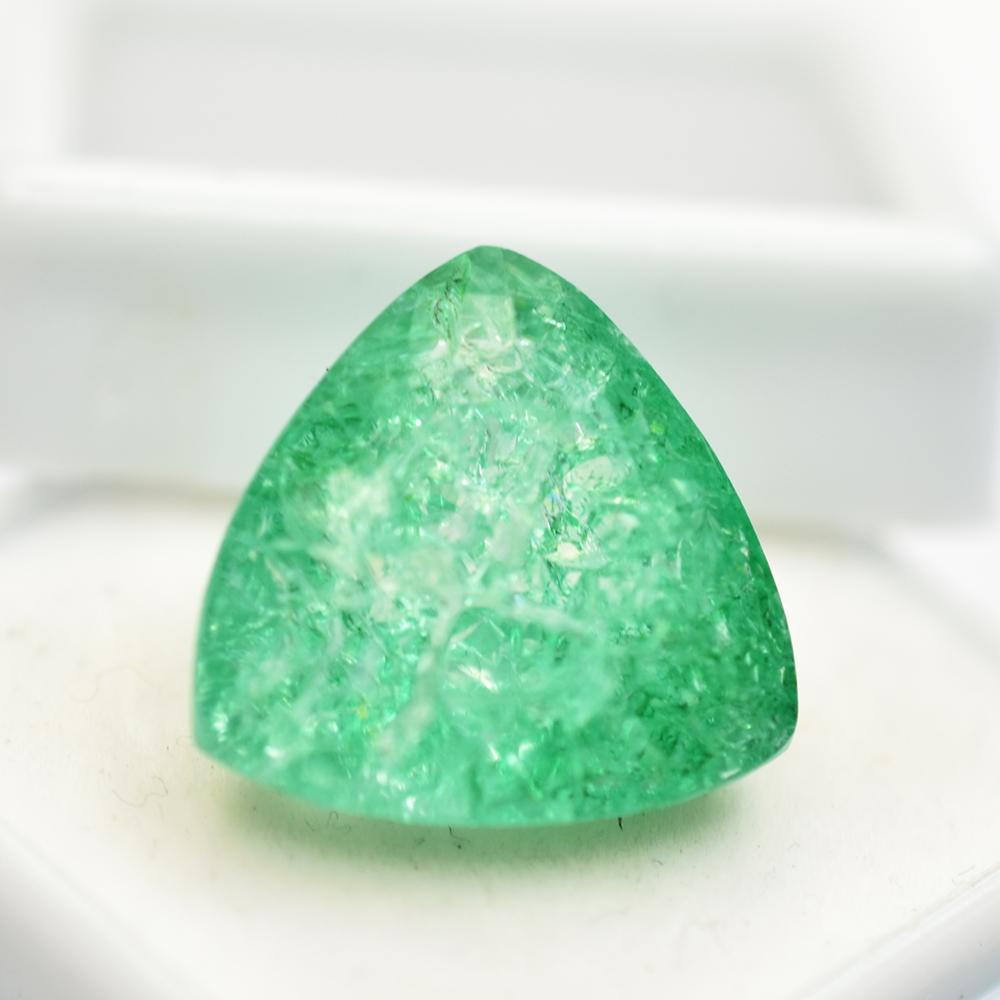 Natural Green Emerald Loose Gemstone Trillion Cut 15x15 mm for Jewelry Making and Gem Collections
