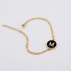 Pulsera Redonda de Acero Inoxidable 18K Europea con Letra para Mujer - Joyería de Mano Moderna y Elegante