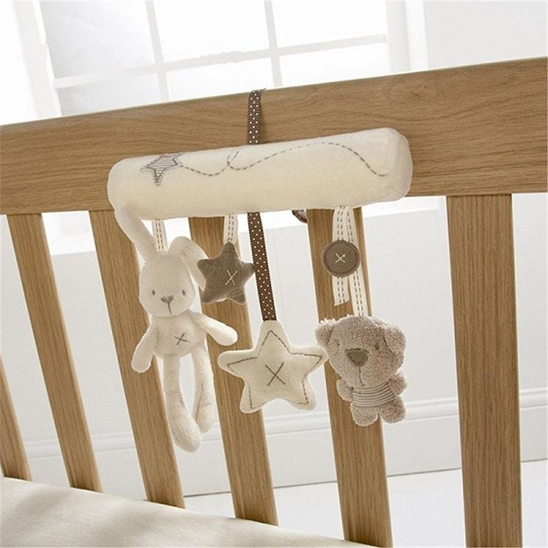 2025 New Hanging Bed Rabbit Baby Hand Bell Safety Seat Plush Toy Multifunctional Plush Toy Stroller Mobile Gifts