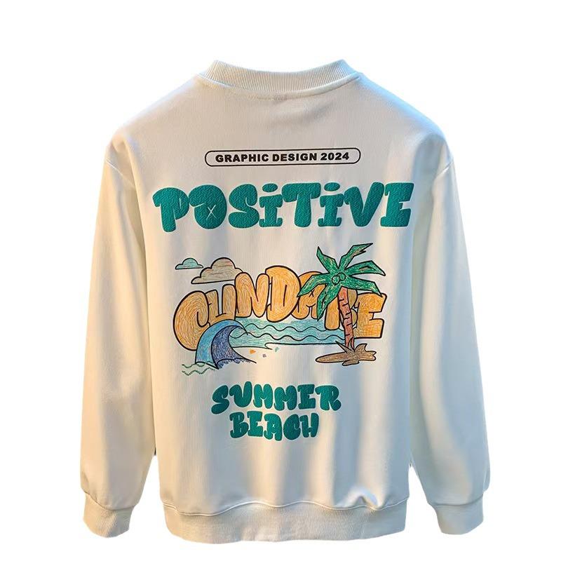 Trendy Heren Sweatshirt in Europese Stijl, Zwaar Katoen: Veelzijdig voor Lente & Herfst, Ruig Knap Ontwerp.