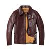 Chinese Size Men Leather Jacket Vegetable Tanned Goatskin Burgundy Short Slim 1930 Men's Coat