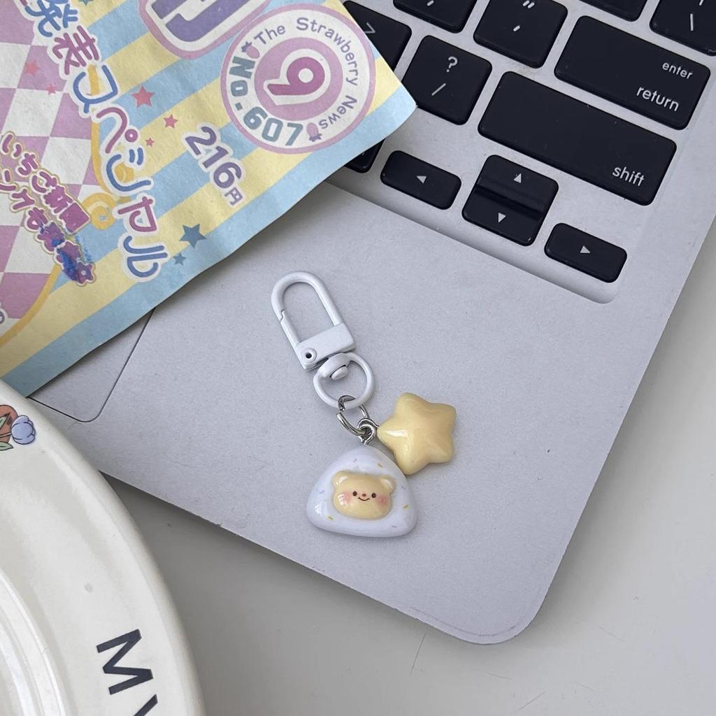 Milky Soft Cute Bear Keychain - Star Cartoon Pendant for Couple or Bestie Backpack Accessories Gift