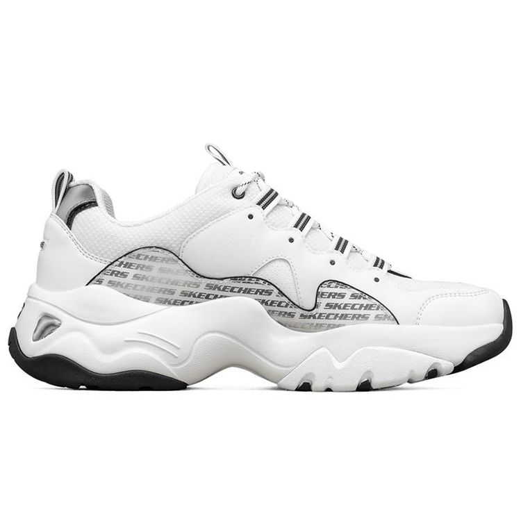 Skechers DLites 3.0 Mesh Fabric Synthetic Leather Sports Low-Top Dad Shoes Men sneaker White Black 237157-WBK