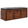 Day and Night - Day and Night Bench with 3 Seagrass Baskets 105x40x42 Cm Brown