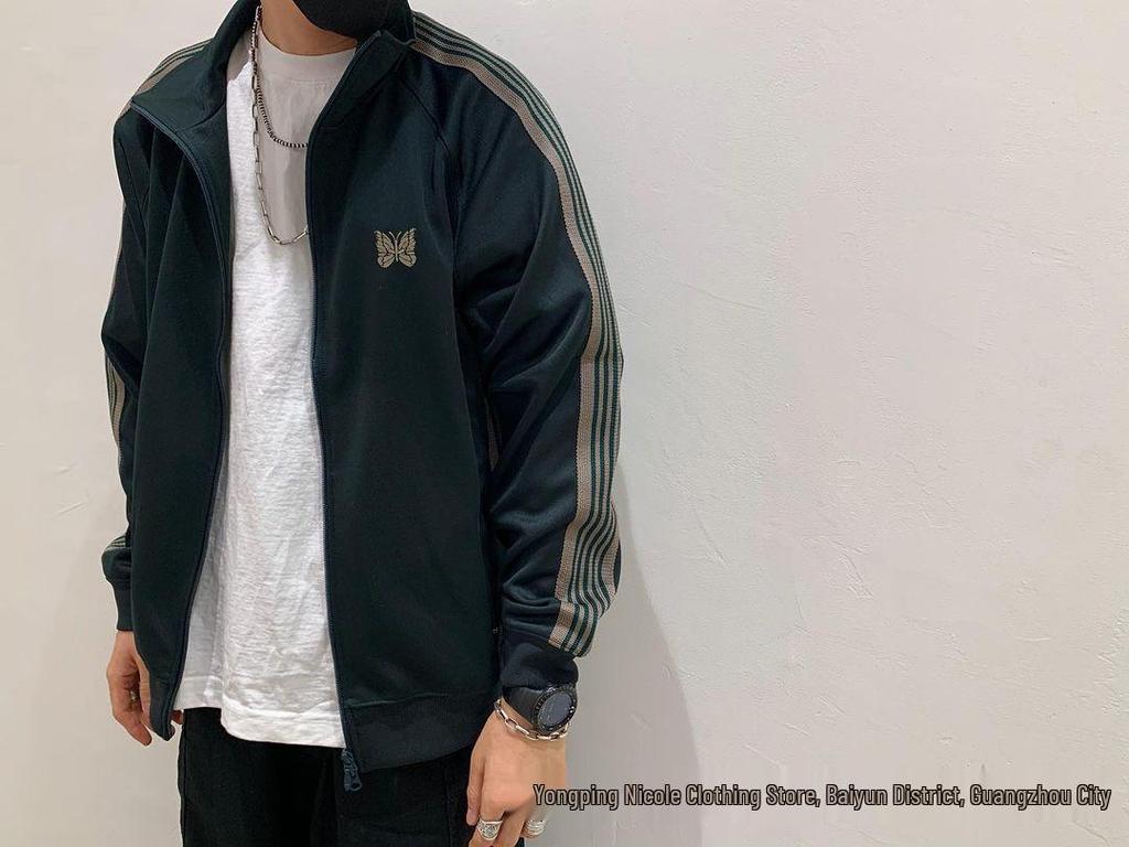 Chaqueta Deportiva con Cremallera Bordada de Mariposas, Cuello Alto Retro Trendy FOG para Hombres y Mujeres