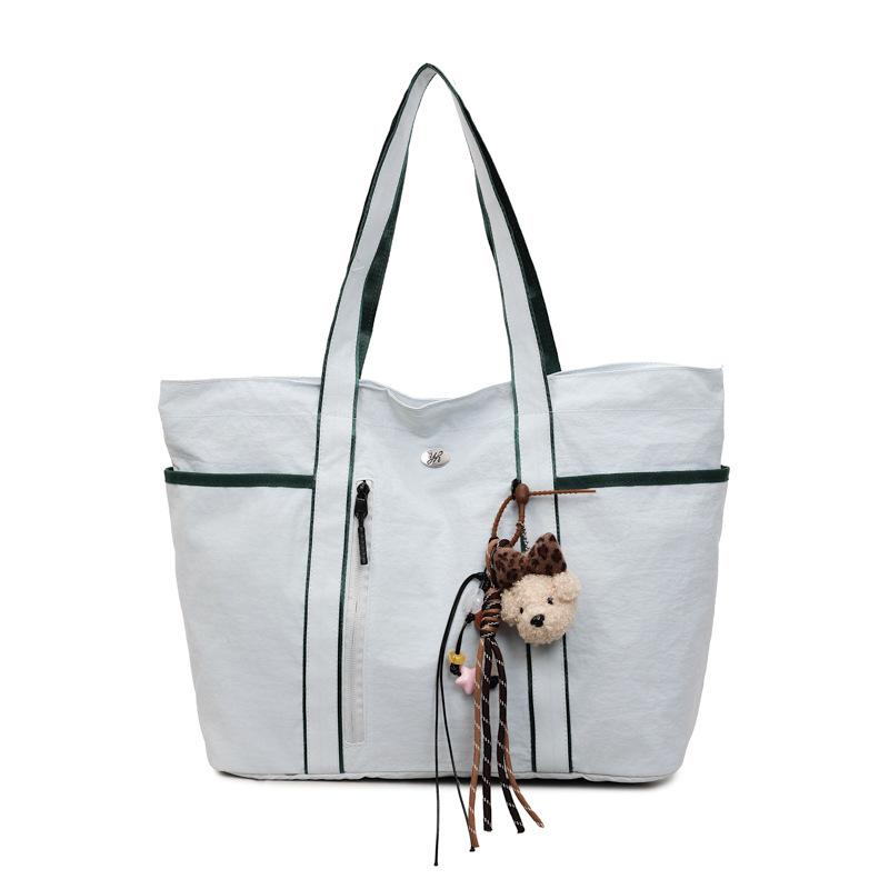 

Multi-pocket Tote Bag Korean Sports gym bag Large Nyl Shoulder Bag Lightweight simple casual commuter bag Yoga Storage Bag 31X47X12cm синій