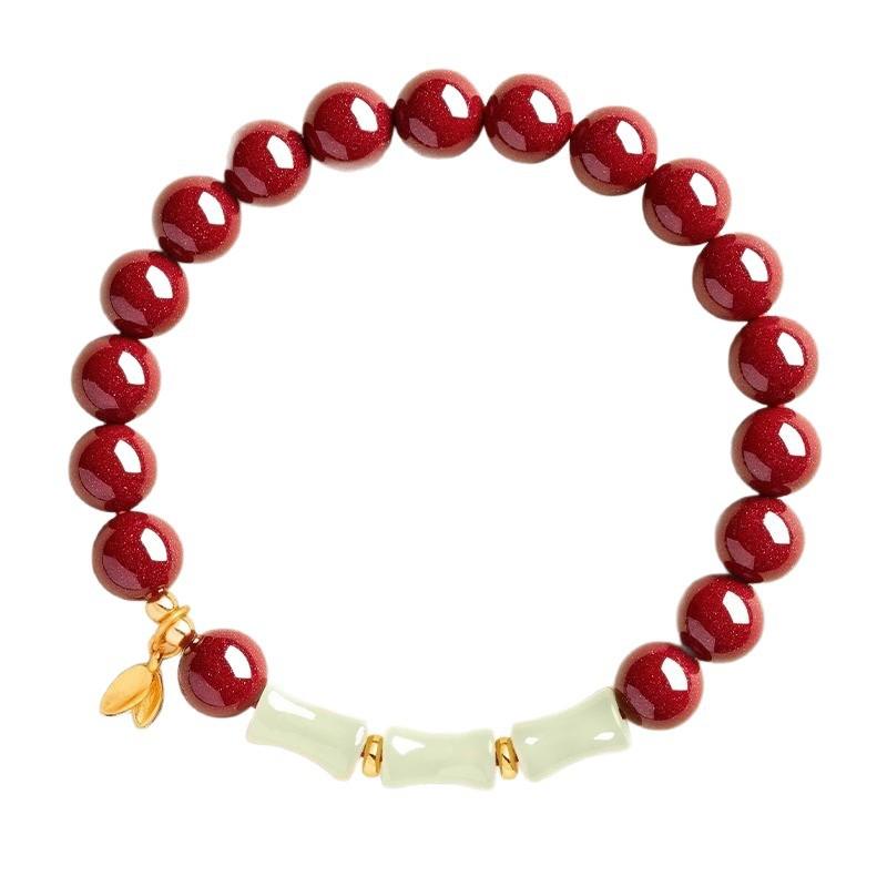 Purple gold sand cinnabar bracelet for women to wear for exams, bamboo knot bracelet, high-content imperial sand bracelet