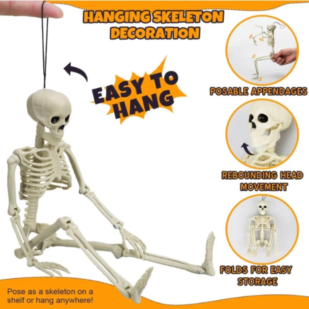 40cm Halloween Bewegliches Skelett Gefälschter Menschlicher Schädel Knochen Halloween Party Heim Bar Dekorationen Spukhaus Horror Requisiten Ornament