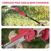 ZS2200 20V Cordless Pole Saw & Mini Chainsaw, 2in1 Electric Pole Saw with 2 Batteries and 2