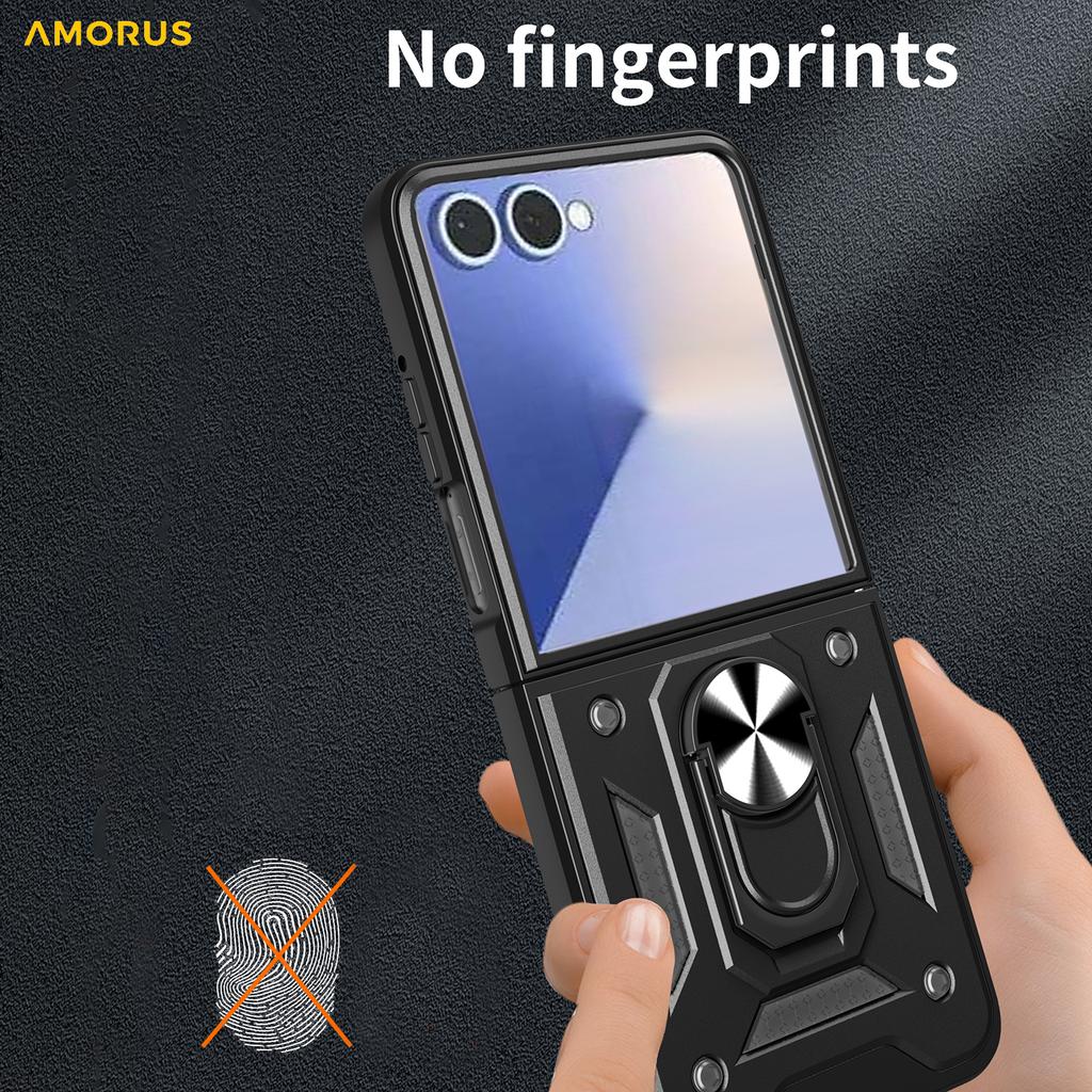 AMORUS For Samsung Galaxy Z Flip7 5G Case Kickstand PC+TPU Phone Cover