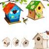 Wooden DIY Bird Nest House Outdoor Hanging Birdhouse Box With Hemp Rope for Painting DIY Outdoor Garden Yard Decoration