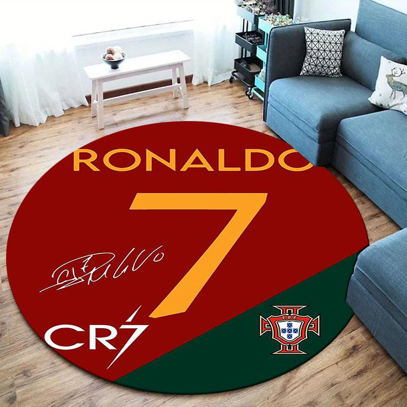 CR7 Cristiano Ronaldo Round Area Rug,Carpet Rug for Living Room Bedroom Sofa Playroom Decor,Non-slip Floor Mat