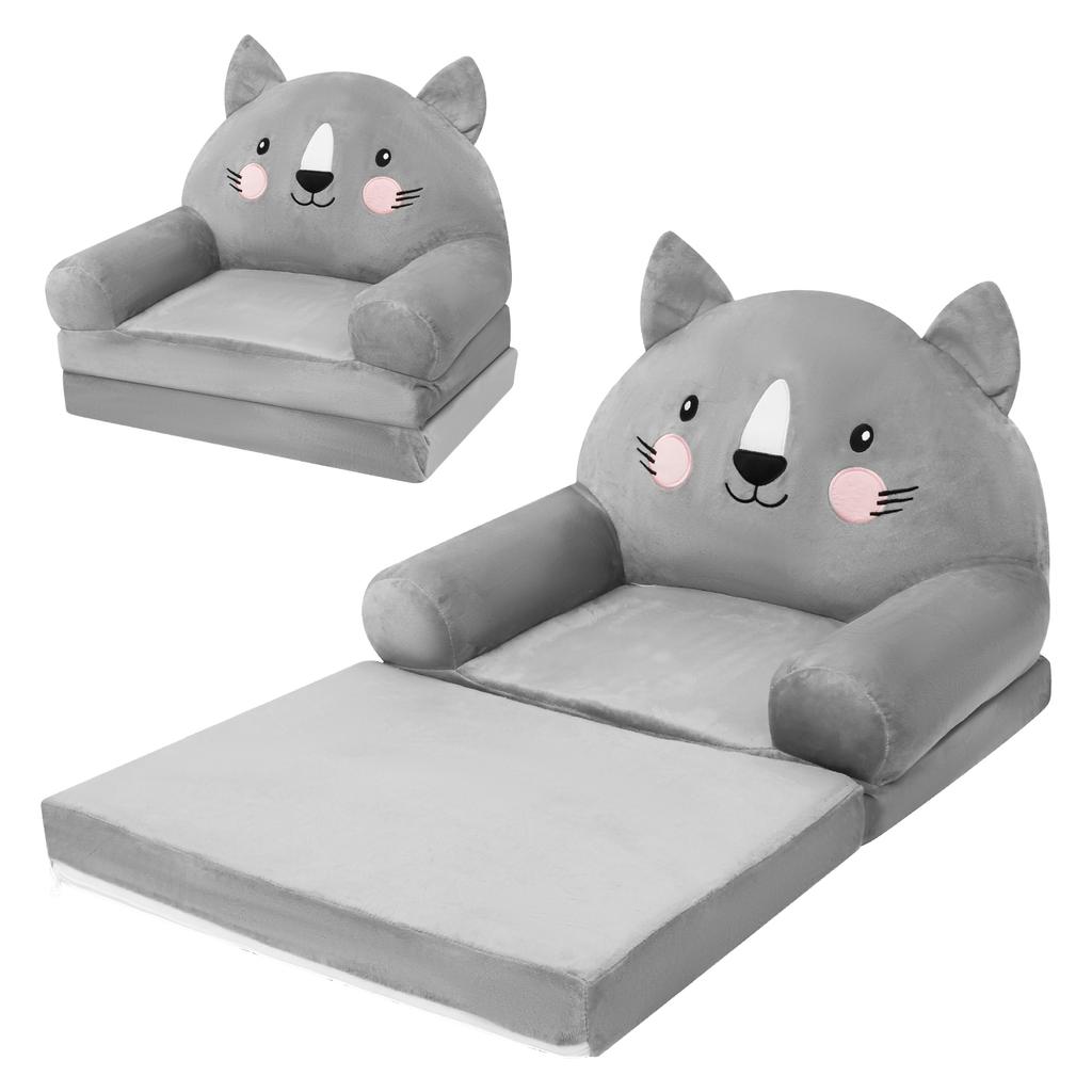 2 In 1 Foldable Kids Sofa Bed Baby Seat Chair Foam Filled Toddler Sleeping Couch Reading Armchair for Reading Relaxing Nursery