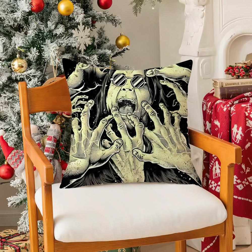 Cool O-ozzy O-osbourne Pillow Case Silky Short Plush with Invisible Zipper Dustproof Sofa Cushion Cover for Home Decor