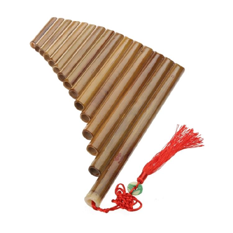 Handgefertigte Panflöte 15 Natur-Bambuspfeifen Traditionelles Instrument Hausschuhe