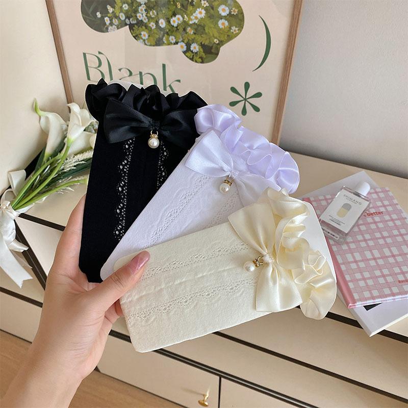 Sweet Girls Long Socks Women Stockings Hollow Out Sexy Lace Mesh Fishnet Stockings Lolita Kawaii Bow Cute Ruffle Socks Stockings