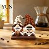 Cute Gnome Coffee Signs Bar Table Ornament, Wooden Theme Stand with Stable Tiered Tray Decor Base, Retro Farmhouse for Kitchen Station Countertop
