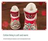 Girls' Ancient Style Embroidered Cotton Hanfu Shoes - Comfortable Slip-On, Thickened Cloth
